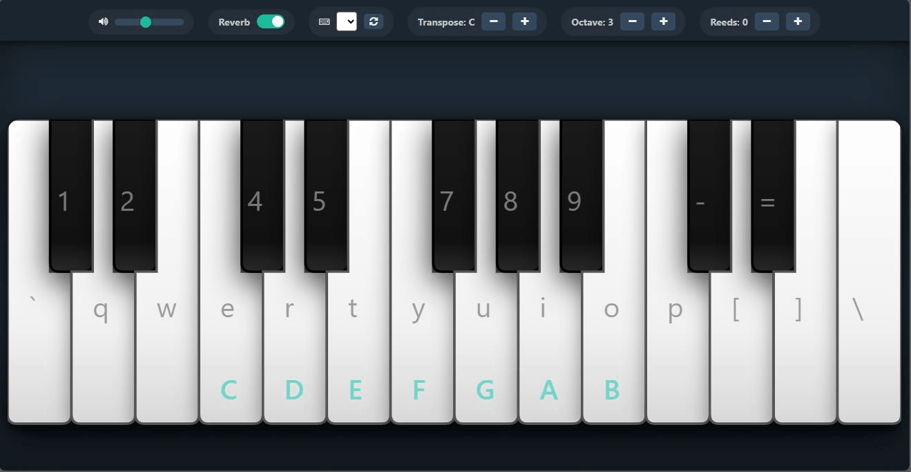 Web Harmonium Keyboard Interface